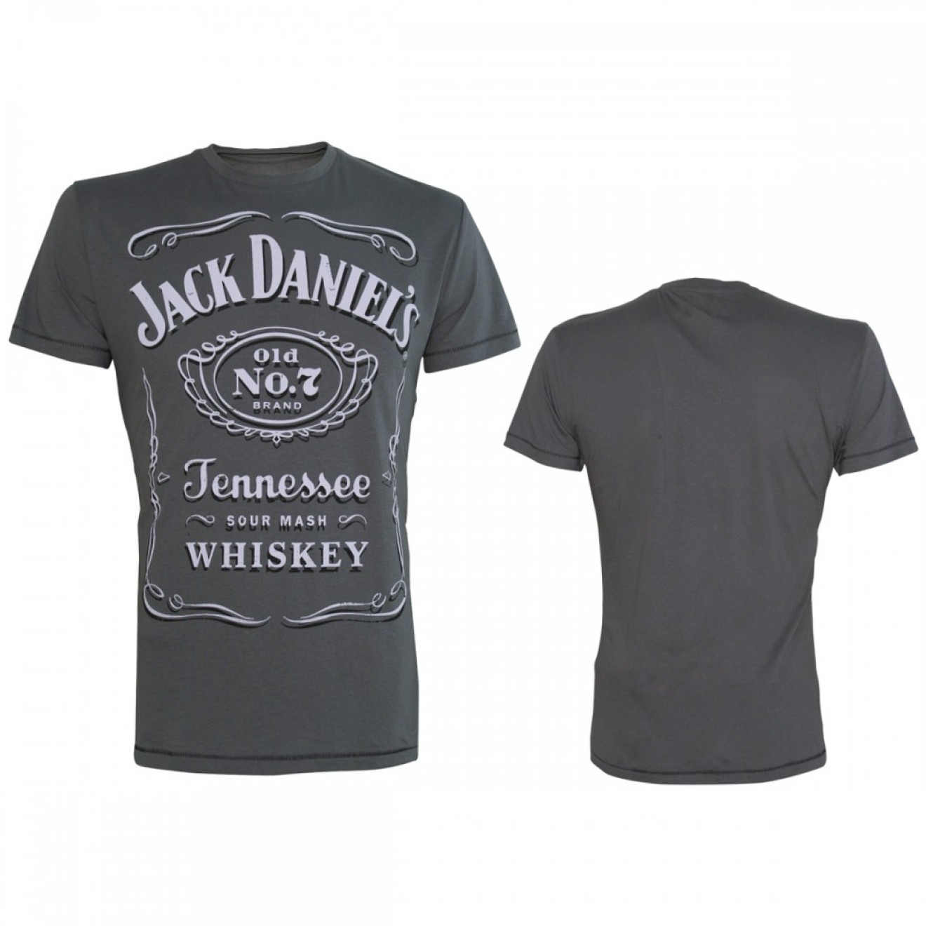 Jack Daniel's - T-Shirt Grey. Classic White Logo