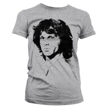 Jim Morrison Portrait Girly Tee T-Shirt, Farbe: Grau
