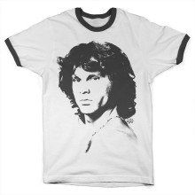 Jim Morrison Portrait Ringer T-Shirt, Farbe: Schwarz/Weiß