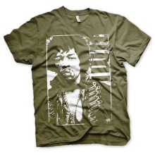 Jimi Hendrix Distressed T-Shirt, Farbe: Oliv