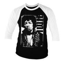 Jimi Hendrix Distressed Baseball 3/4 Sleeve Shirt, Farbe: Schwarz/Weiß