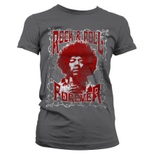 Jimi Hendrix - Rock 'n Roll Forever Girly Tee T-Shirt, Farbe: Anthrazit