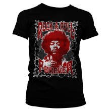 Jimi Hendrix - Rock 'n Roll Forever Girly Tee T-Shirt, Farbe: Schwarz