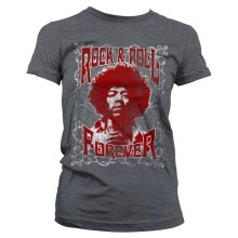 Jimi Hendrix - Rock 'n Roll Forever Girly Tee T-Shirt, Farbe: Dunkelgrau