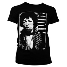 Jimi Hendrix Distressed Girly Tee T-Shirt, Farbe: Schwarz