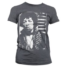 Jimi Hendrix Distressed Girly Tee T-Shirt, Farbe: Dunkelgrau