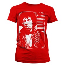 Jimi Hendrix Distressed Girly Tee T-Shirt, Farbe: Rot