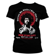 Jimi Hendrix - Live In New York Girly Tee T-Shirt, Farbe: Schwarz