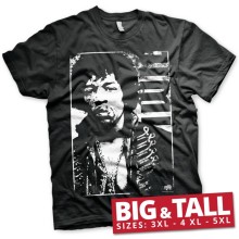 Jimi Hendrix Distressed Big & Tall T-Shirt, Farbe: noir