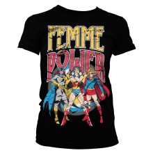 DC Comics - Wonder Woman Femme Power Girly T-Shirt, Farbe: noir