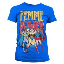 DC Comics - Wonder Woman Femme Power Girly T-Shirt, Farbe: Blau