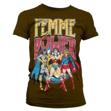 DC Comics - Wonder Woman Femme Power Girly T-Shirt, Farbe: Braun