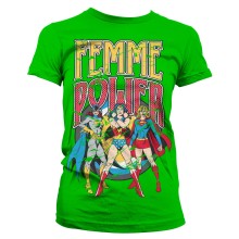DC Comics - Wonder Woman Femme Power Girly T-Shirt, Farbe: Grün