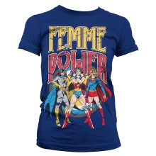 DC Comics - Wonder Woman Femme Power Girly T-Shirt, Farbe: Navy