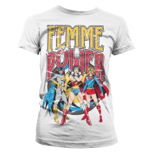 DC Comics - Wonder Woman Femme Power Girly T-Shirt, Farbe: blanc