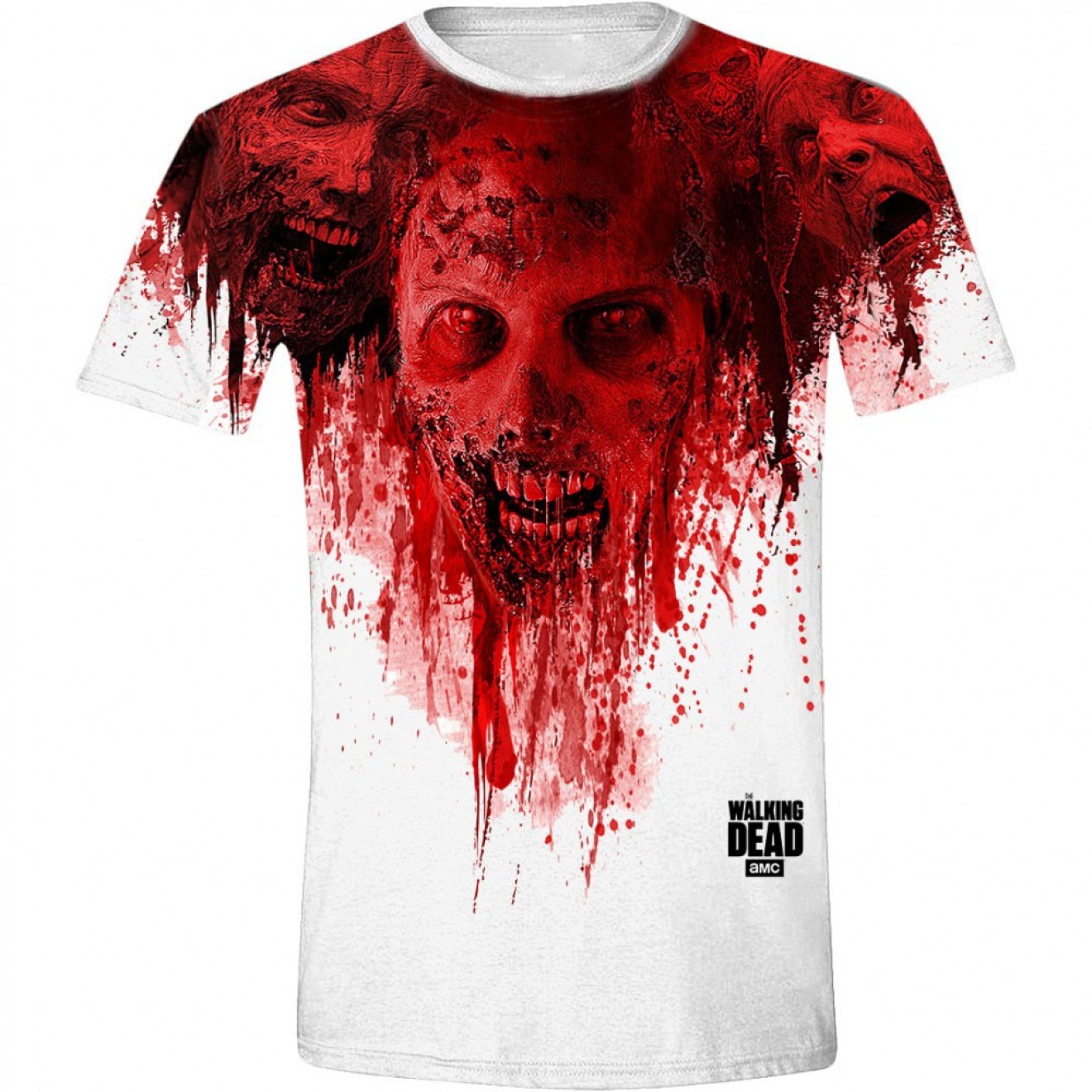The Walking Dead - Walkers in Face Stain Full Printed Men T-shirt - White
